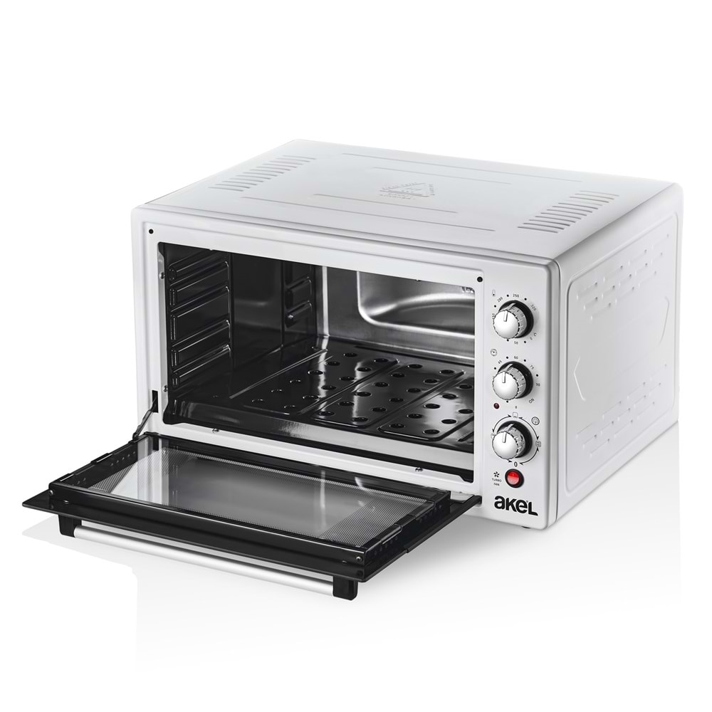 AF955ELF 50 Lt Gri Emaye Midi Fırın, İç Aydınlatmalı, Turbo Fanlı, Zaman Ayarlı, 2 Tepsi, 1 Tel Izgara