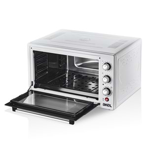 AF955ELF 50 Lt Gri Emaye Midi Fırın, İç Aydınlatmalı, Turbo Fanlı, Zaman Ayarlı, 2 Tepsi, 1 Tel Izgara